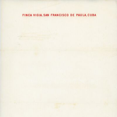 Ernest Hemingway Finca Vigia Letterhead