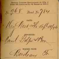          Customs Import Receipt; © Key West Art & Historical Society
   