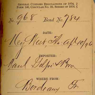 Customs Import Receipt: © Key West Art & Historical Society