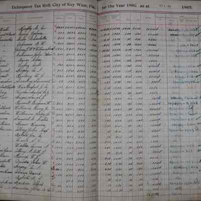 City of Key West Delinquent Tax Roll Year 1906: © Key West Art & Historical Society
