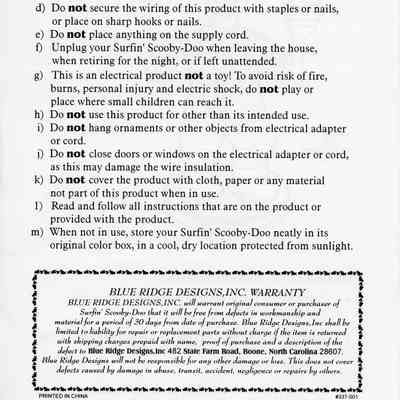 Instruction manual for a Surfin' Scooby-Doo figurine.: Image © Key West Art & Historical Society