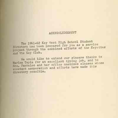 Key West High School Student Directory: © Key West Art & Historical Society