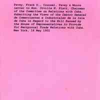 Letter to Hon. Orville H. Platt, Chairman of the Committee on Relations with Cuba