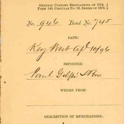 Customs Import Receipt: © Key West Art & Historical Society