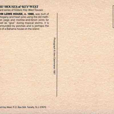 The John Lowe House, c. 1860: © Key West Art & Historical Society