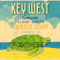 Key West Genuine Clear Green Turtle Soup Label