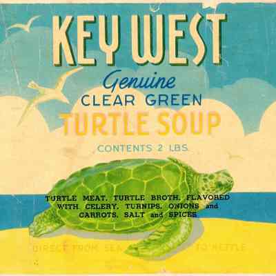 Key West Genuine Clear Green Turtle Soup Label