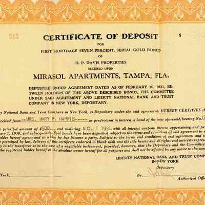 Serial Gold Bonds Certificates of Deposit