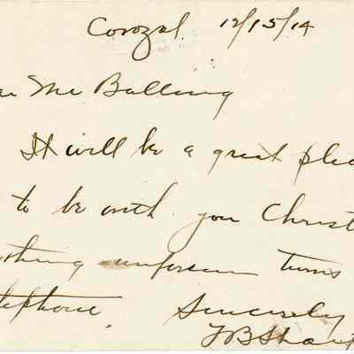 J.B. Sharp Note to Mr. Balling: © Key West Art & Historical Society