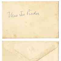 Notecard Envelope Addressed to Mrs. Joe Pinder