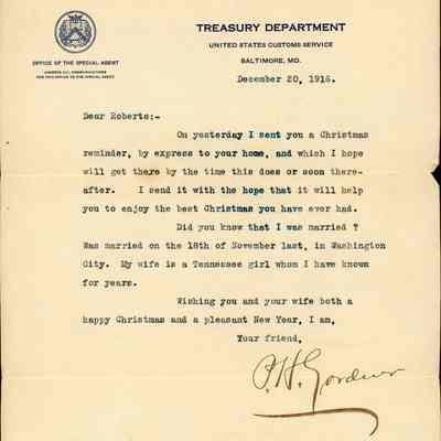 Christmas Letter to James A. Roberts