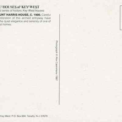 The W. Hunt Harris House, C. 1900: © Key West Art & Historical Society