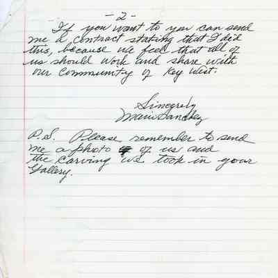 Letter from Mario Sanchez to R.E. Kennedy: © Key West Art & Historical Society