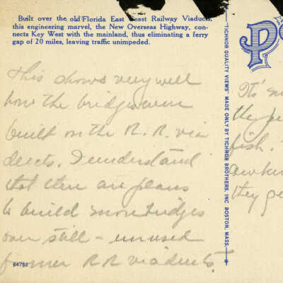 New Overseas Built Over the Old Florida East Coast Railway Viaducts on the Way to Key West, Florida: © Key West Art & Historical Society