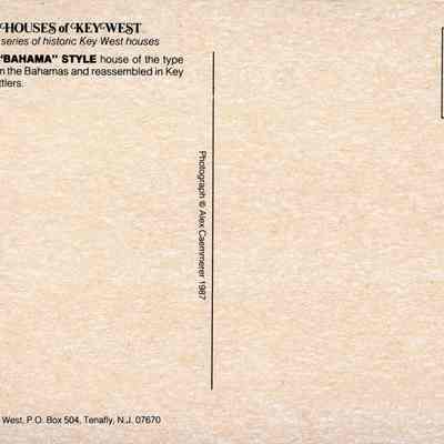 A Typical Bahama Style House: © Key West Art & Historical Society