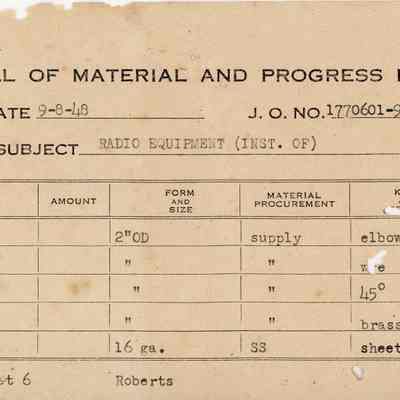 Bill of Material and Progress List