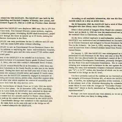 Welcome Aboard the USS SAUFLEY (EDDE-465): © Key West Art & Historical Society