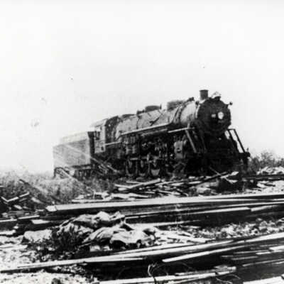 Locomotive on Railway Following Labor Day Hurricane