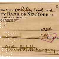 Ernest Hemingway Signed Personal Check for Bear Permit