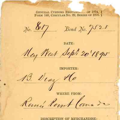 Customs Import Receipt: © Key West Art & Historical Society