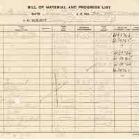 Bill of Material and Progress List