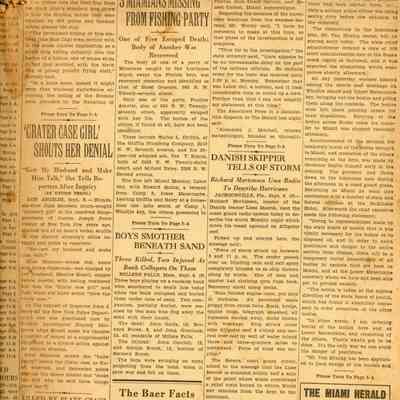 The Miami Herald 1935 Hurricane Coverage: © Key West Art & Historical Society