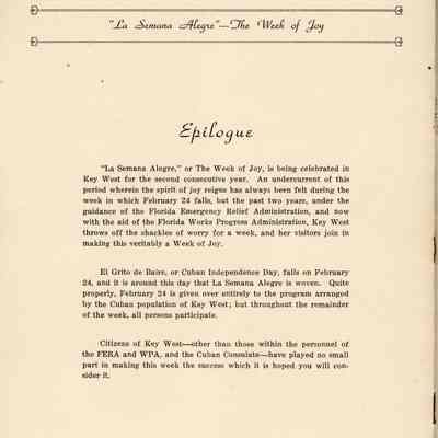 Second Annual La Semana Alegre Program: © Key West Art & Historical Society