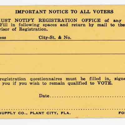 Voter Registration Card: © Key West Art & Historical Society