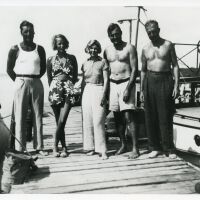 Pauline and Ernest Hemingway in Bimini, Bahamas