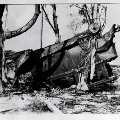 Overturned Car Following Labor Day Hurricane