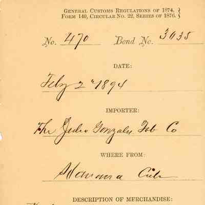 Customs Import Receipt: © Key West Art & Historical Society