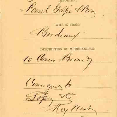 Customs Import Receipt: © Key West Art & Historical Society