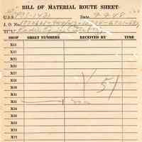 Bill of Material Route Sheet