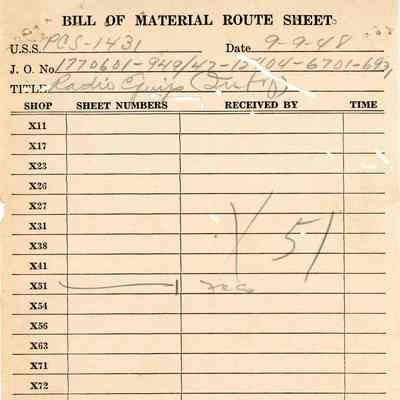 Bill of Material Route Sheet