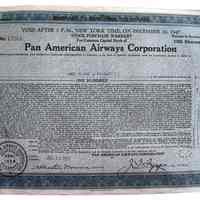Pan American Airways Corporation Stock Certificate