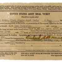 United States Army Meal Ticket
