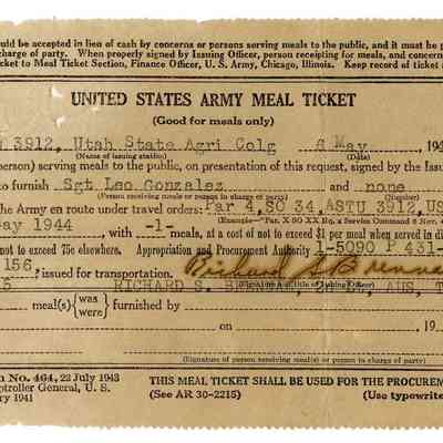 United States Army Meal Ticket