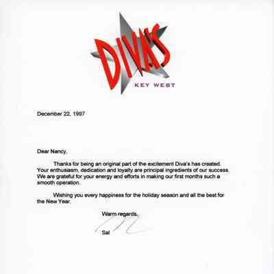 Letter on Diva's Stationery