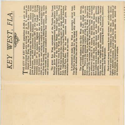 Souvenir Folder of Key West, Fla: © Key West Art & Historical Society