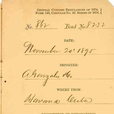 Customs Import Receipt: © Key West Art & Historical Society