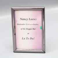 Name Plaque for Nancy Loewy from Doggie Bar