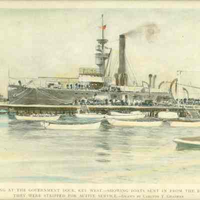 The HELENA Coaling at the Government Dock, Key West