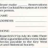 Key West Lighthouse Restoration Cocktail Reception RSVP Card
