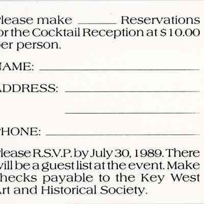 Key West Lighthouse Restoration Cocktail Reception RSVP Card