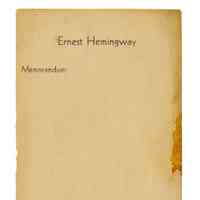 Ernest Hemingway Memorandum Sheet
