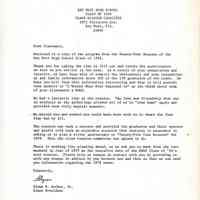 Letter from the Key West High School Class of 1954 Class Reunion Committee