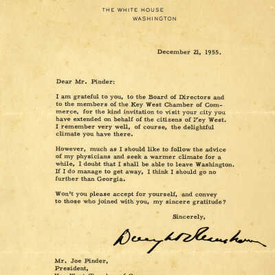 Letter from U.S. President Dwight D. Eisenhower to Joseph Pinder