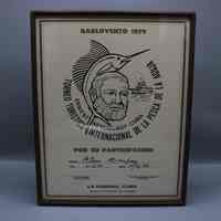 Hemingway Fishing Tournament Participation Certificate