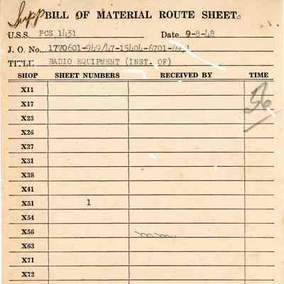 Bill of Material Route Sheet