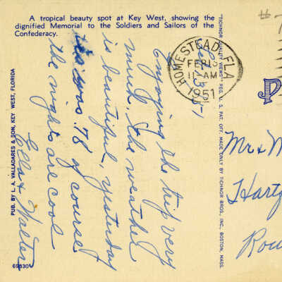 Memorial to the Soldiers and Sailors of the Confederacy, Key West, Florida: © Key West Art & Historical Society